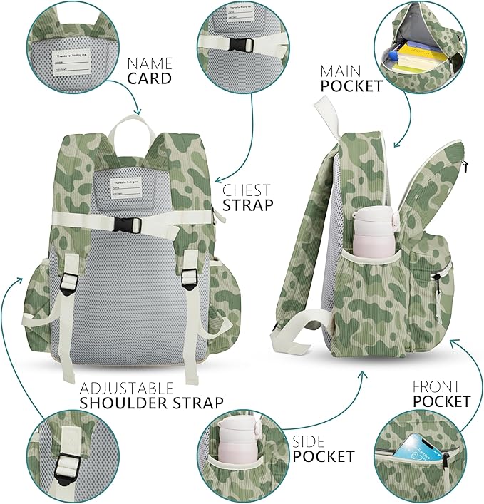 Corduroy Kids Backpack for Boys 6-10: Boys Backpacks for Elementary Kindergarten 15” H Fit Folder