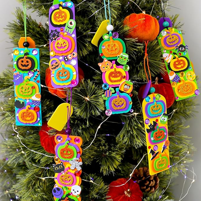 Winlyn 36 Sets Halloween Craft Kits Fall Crafts DIY Pumpkin Jack-O'-Lantern Bookmark Ornaments Decorations Art Sets Halloween Foam Stickers Art and Crafts for Kids Classroom Activities Party Favors