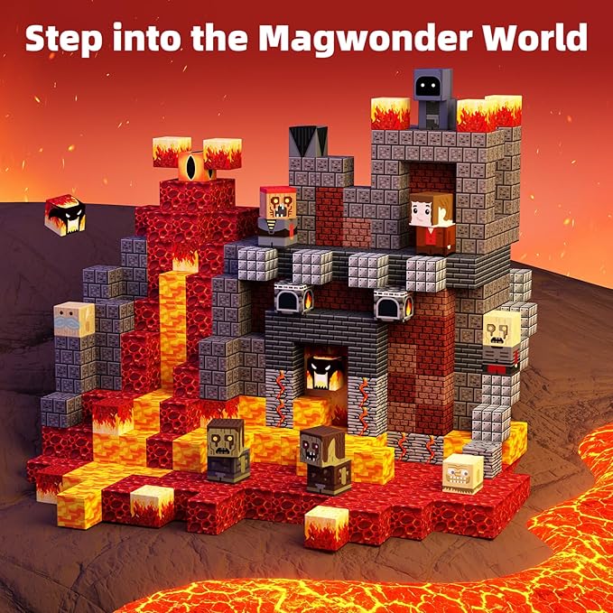 idoot 100PCS Magnetic Blocks Monster Sensory Toys for Kids, Build MagWonder with Building Construction Playset, STEM Montessori Gifts for Boys and Girls