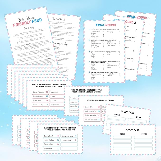 Baby Shower Friendly Feud Game with 2 Answer Buzzers, Feud Card for Family Game Night Fun Trivia Quiz for Party Office Class Groups Team Building