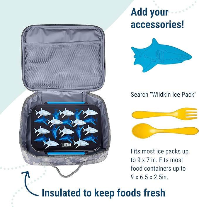 Wildkin Kids Insulated Lunch Box – Durable and Reusable for School & Travel - Digital Camo