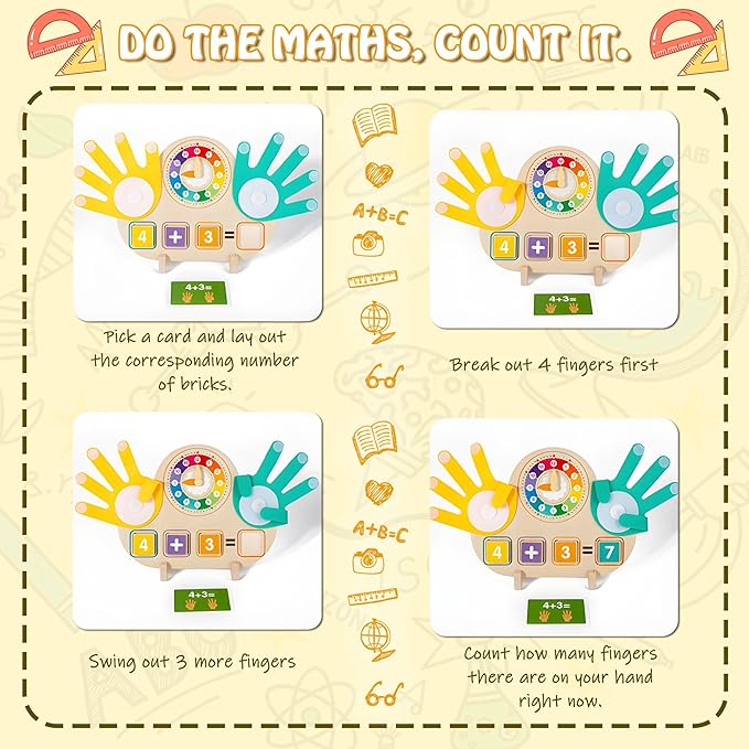 Montessori Toys for Toddlers age 2-4 ,Educational Clock Time Math Manipulatives Number Counting Blocks for Kids ,Preschool Learning Toys 3 4 5 Year Old for Birthday Stocking Stufferas for Boys Girls