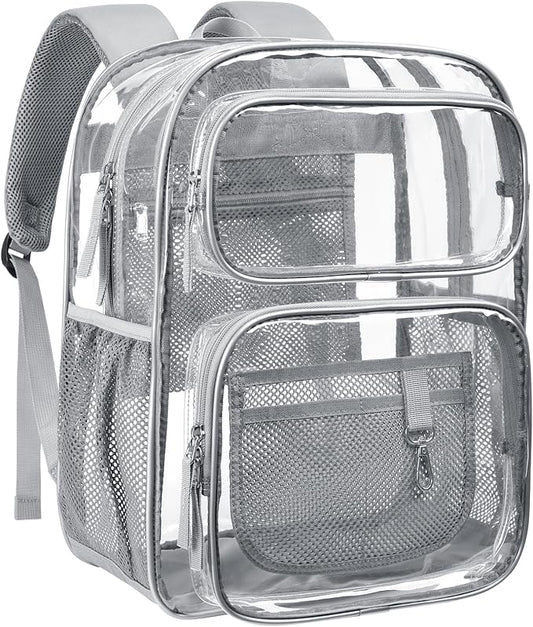 PACKISM Clear Backpack for School - 17 inch Large Heavy Duty Clear Bookbag, See Through PVC Backpacks (for age 12 above)