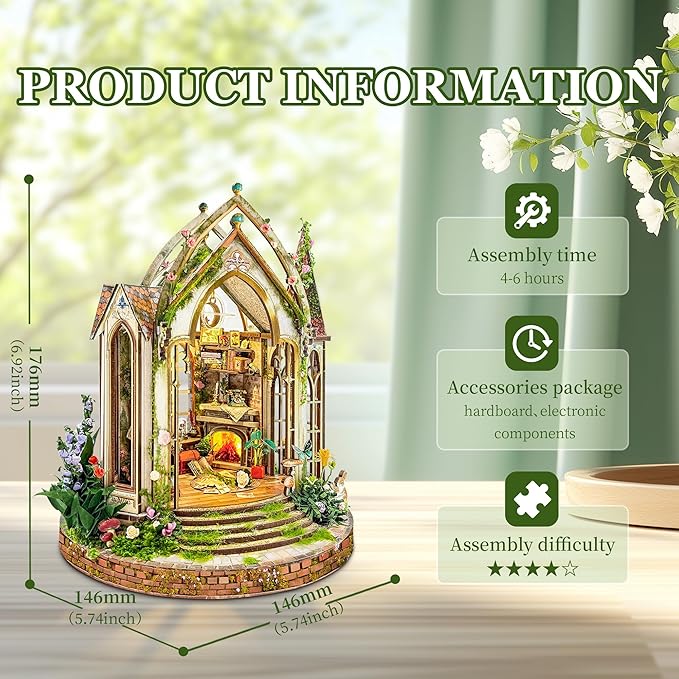 CUTEROOM Miniature House Kits for Adults, Mini Dollhouse Wooden Furniture Kit, DIY Craft Kits Creative Room Tiny House for Decoration-Dream Flower Shop