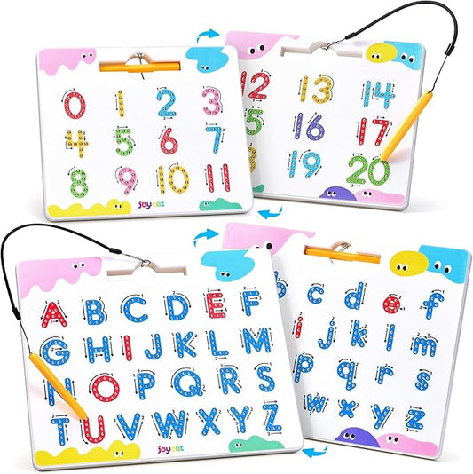 JoyCat Magnetic Letter and Number Tracing Board Set, Double Sided Alphabet & Numbers Board for Toddlers, ABC Uppercase & Lowercase Practice, Math Learning, Preschool Educational Gift Toys for Kids