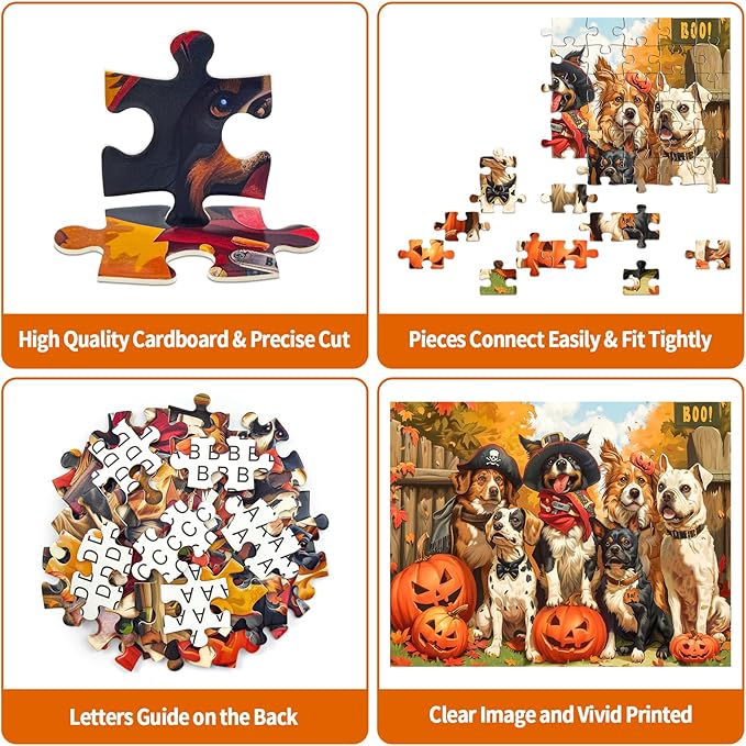 100 Piece Puzzles for Kids, Halloween Dog 100 Piece Puzzles for Adults, Halloween Puppies 100 Pieces Puzzle, Puzzle for Kids Ages 4-8 Jigsaw Puzzle for Seniors Kid Ages 6-10 Brain Teaser