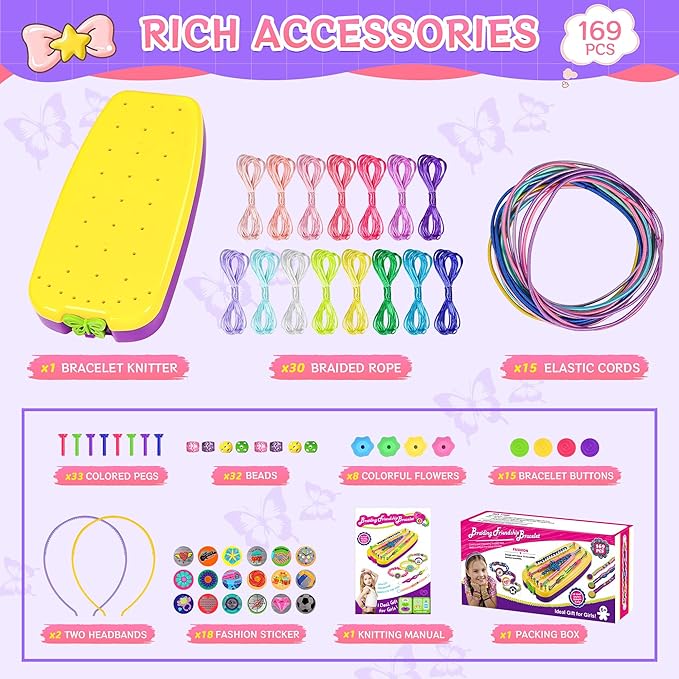 Gift for Girl 7 8 9 11 12 Year Old, Friendship Bracelet Making Kit Toys, Arts and Crafts for Kids Age 8-12, Best Birthday Present Top Popular DIY Jewelry Bracelet String Maker