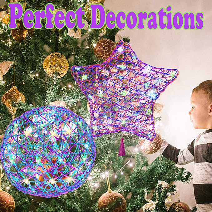 Beilunt Art and Crafts for Kids Ages 6-8, 3D String Art Kits for Girls Christmas Birthday Gifts, Crafts for Girls 8-12, Make Lantern with 20 Colored LED Bulbs for Girls 6 7 8 9 10 11 12 Year Old