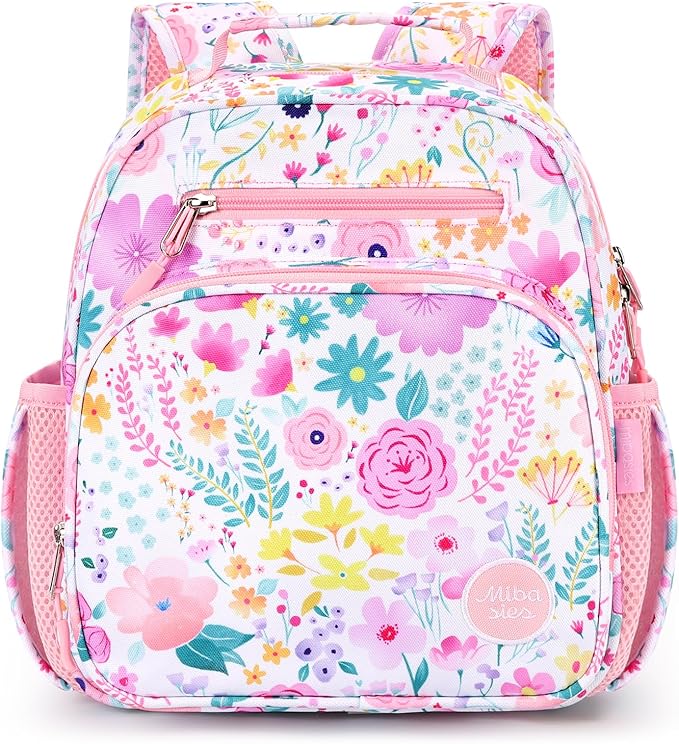 mibasies Toddler Backpack for Girls 2-4: Preschool Kindergarten Backpack - Cute Kids Backpacks for Girls - Flower Pink