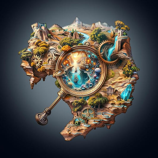 Wooden Puzzles for Adults 160 Pices, Explorer's World 3D Puzzles for Adults, Unique Shape Explorer's World Irregular Jigsaw Puzzles, 3D Visual Flat Puzzels, Size is 11.4 x 11.2in