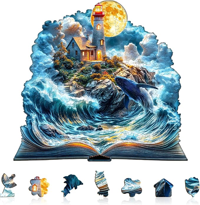 Wooden Puzzles for Adults, Wooden Jigsaw Puzzles for Adults Kids, Dream Sea Wonder Unique Shaped Wood Puzzles Adult, Creative Gifts for Friends Family Game, Home Decor(11.4 * 10.6in 175pcs)