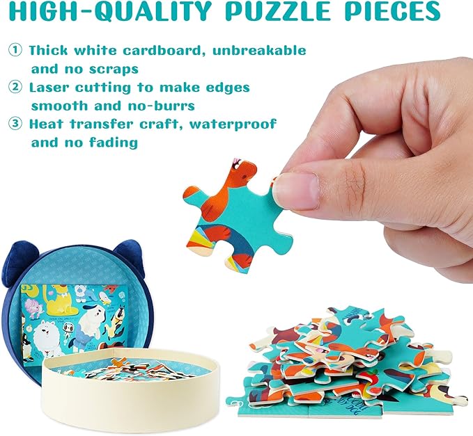 TOI Dogs Puzzle for Kids Ages 3-5, 200 Pieces Jigsaw Puzzles for Toddlers with Dog-Shaped Portable Box, Preschool Learning Dog Game for Boys & Girls Gift