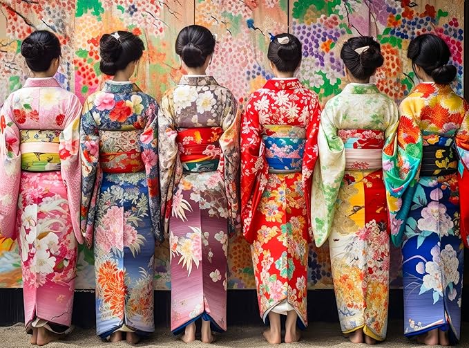 Cross & Glory - Elegant Kimono Beauties - 1000 Piece Artistic Jigsaw Puzzle for Adults | Vibrant Colors | Cultural Art | Premium Quality | Brain Exercise and Home Decor