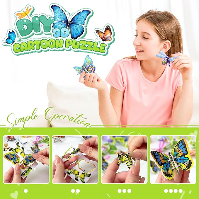 3D Cartoon Puzzles, 100 Pcs 3D Puzzles, Educational 3D Cartoon Puzzle for Kids Ages 4-10, Montessori Toys, Birthday Gift