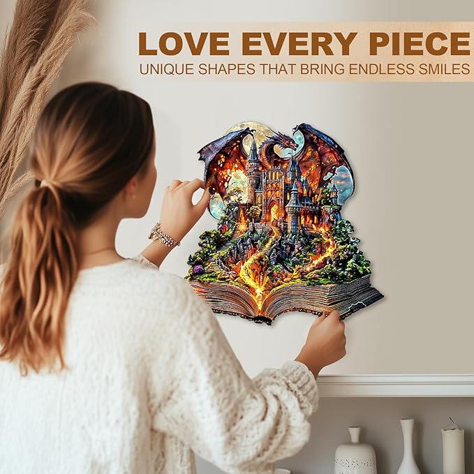 WOODBESTS Wooden Puzzles for Adults-Epic Tale, 270 Pieces Wood Puzzle (L-13.4 * 13.0in), Premium Art Shape Wooden Animal Jigsaw Puzzles, for Men/Women & Family Game Night