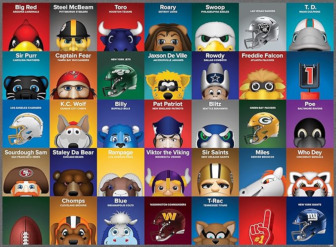 NFL Mascots 100-Piece Puzzle for Kids - Officially Licensed NFL Product - 14"x19"
