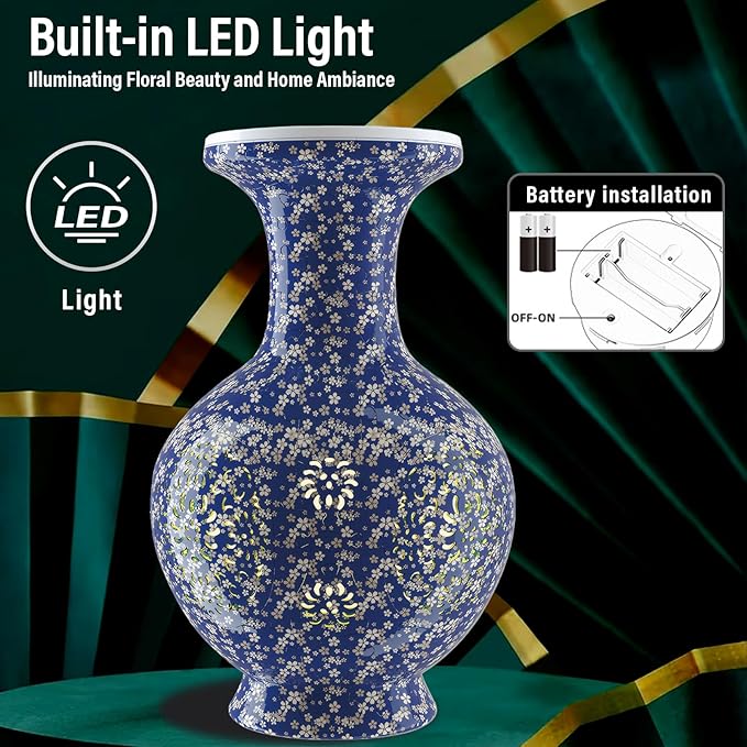LED Flower Puzzle Vase for Adults, 200-Piece 3D Puzzle Vases for Home and Office Decor, Unique Flower Vase for Living Room & Bedroom, Creative Crafts for Adults