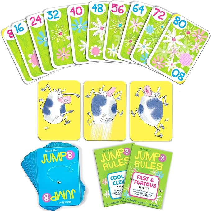 Melon Rind Jump 8, Math Game for Kids Learning Multiples of 8, Lively, Fun Card Game, Quick Activity for Boosting Math Confidence, Easy Screenless Fun, Ages 8+