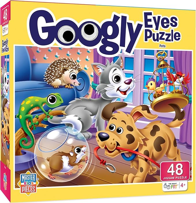MasterPieces – 48 Piece Jigsaw Puzzle for Kids 4+ Years, Pets with Googly Eyes, Educational and Fun Game, Gift Idea for Children, 19" x 14