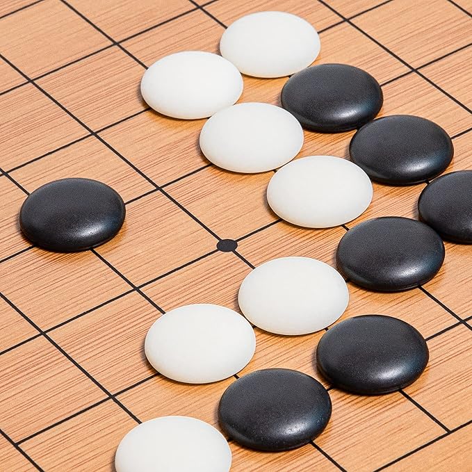 19 x19 Folding Go Game Set Board with and Bamboo Bowls and Imitation Jade Go Pieces。