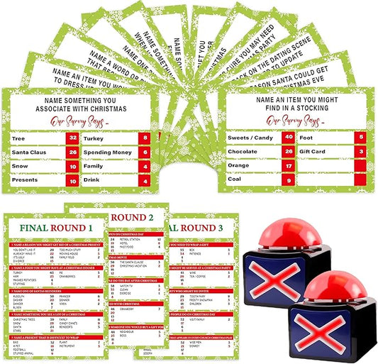 Christmas Family Feud Game with Buzzers, Funny Christmas Party Games, Christmas Trivia Game, Holiday Games for Adults Family Groups SD-WFB01