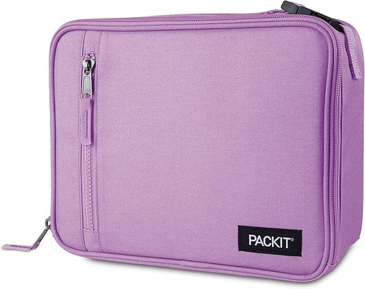 PackIt Freezable Classic Lunch Box, Lavender, Built with ECOFREEZE Technology, Fully Freezable, Collapsible, Reusable, With Zip Front Pocket and Buckle Handle, Designed for Fresh Lunch On the Go