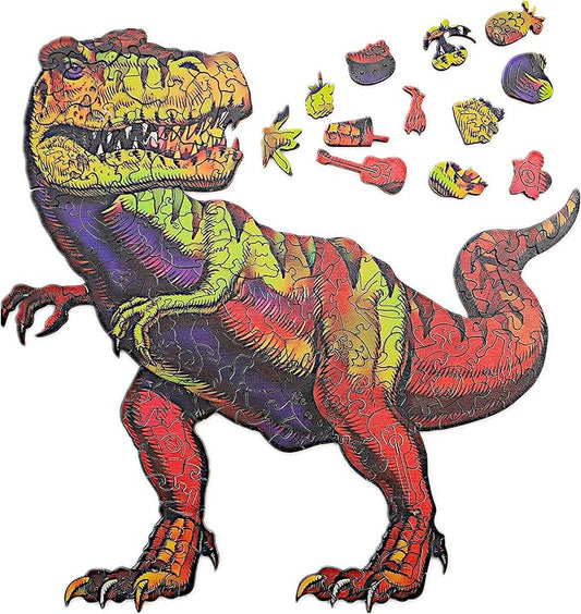 Wooden Jigsaw Puzzle for Adults,Tyrannosaurus rex Dinosaur Animals Shaped Magic Puzzle Pieces Best Gift for Adults,Can be Used as a Cool Mouse Pad,302pcs,(12.99 * 12.79 inches) New