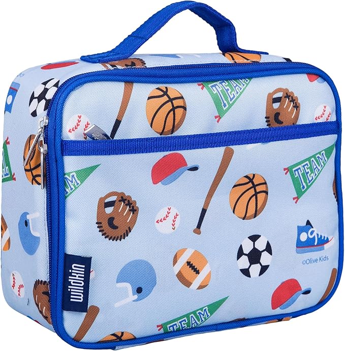 Wildkin Kids Insulated Lunch Box – Durable and Reusable for School & Travel - Game On