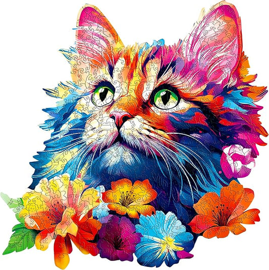 ESC WELT Wooden Cat Puzzle 300 Pieces - Captivating Mind Entertainment for Teens and Adults - Fun and Environmentally Friendly Toy - Challenging Jigsaw Game - Wooden Puzzle