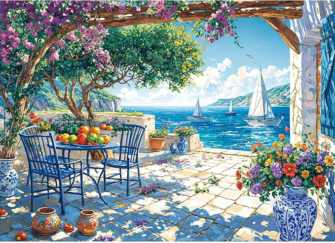 Jigsaw Puzzles for Adults 1000 Pieces, Interlock Perfectly Letter on Back No Dust, Home Decor Birthday Party Gift Toy for Men Women Elders Seniors, 1:1 Poster - Summer Coast