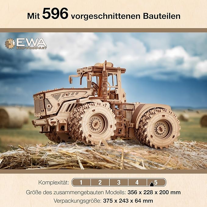 KIROVETS K-7M Three-Dimensional Mechanical Tractor-Puzzle for Adults and Teenagers-Collection Without Glue-596 Details, Colour Nature