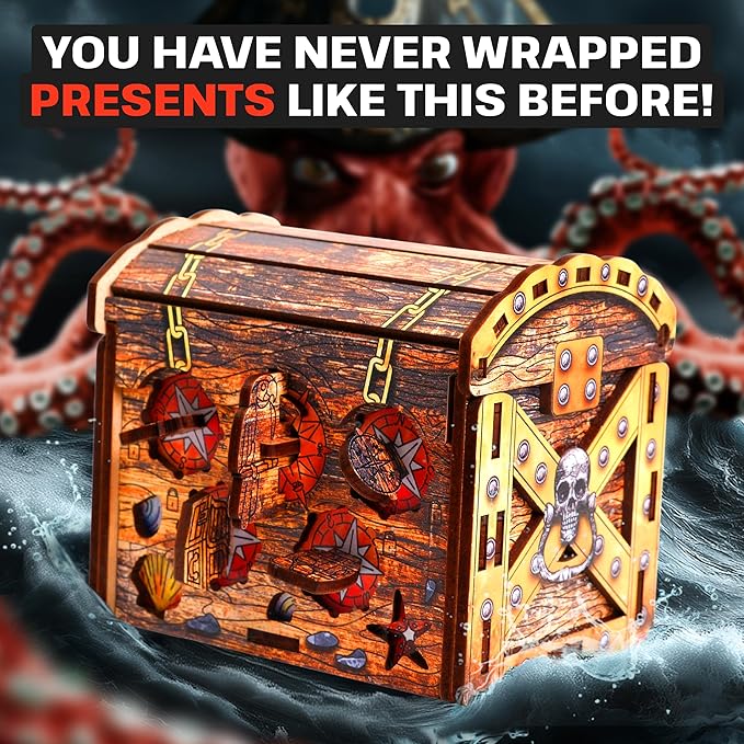ESC WELT Art Pirate's Treasure Chest Puzzle Box - Escape Room in a Box - Nautical-Themed Brainteaser - 3D Puzzle Game for Adults & Kids - Unique Wooden Puzzle Box - Perfect for Family Fun and Gifts