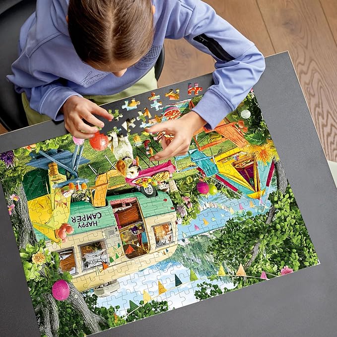 300 Piece Puzzles for Adults,Lakeside Camping Puzzle for Adults Teens,Large Piece Fun Jigsaw Puzzle for Kids Ages 8-10 10-12,Glossy & Sturdy Pieces,Challenging Family Game Great Gift Idea,20.5 x 15 in