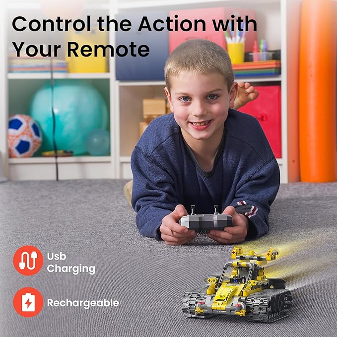 STEM Robot Building Kit Gift for Boys Ages 8-12 with Remote Control, Technic Coding Robotic Toy for Kids’ Birthday, Buildable 5-in-1 Models with 488 Pieces