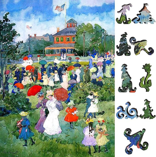 Wooden Jigsaw Puzzle for Adults - Uniquely Shaped Pieces - Made in The USA by FoxSmartBox - 212 Pieces - Franklin Park Boston