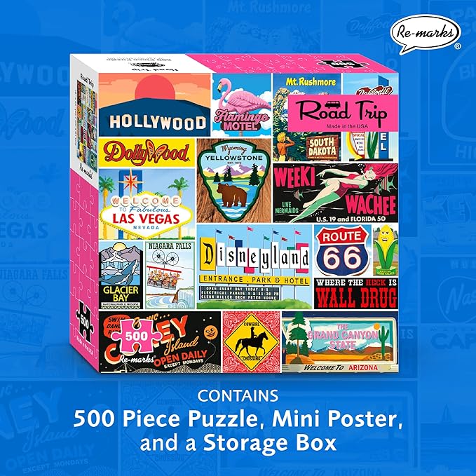 Re-marks Road Trip Vintage Signs 500-Piece Jigsaw Puzzle for All Ages
