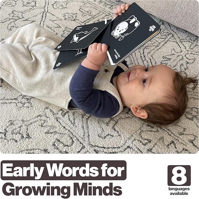 Happy Start High Contrast Baby Cards for Newborns - Black & White Cards, Water-Resistant, BPA-Free, Portable Educational Flashcards for Visual Stimulation, Award-Winning, Ages 0+ (English & Español)