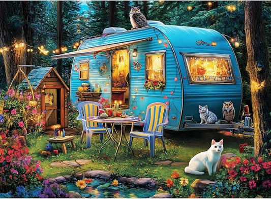 300 Pieces Puzzles for Adults | Camper Cat Jigsaw Puzzles | Large 300 Piece Puzzle for Children Adults Seniors | Sturdy,Safe | Engaging & Educational Toys Great Gift for Boys Girls 20.5 x 15 in