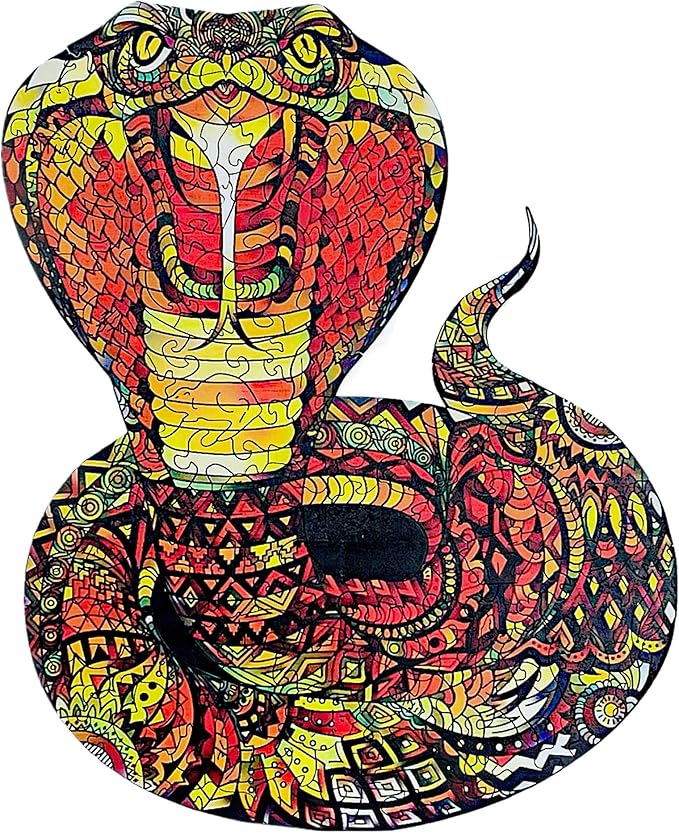 Wooden Jigsaw Puzzle for Adults,Cobra Animals Shaped Magic Jigsaw Puzzle Pieces Family Game Best Gift for Adults,Can be Used as a Cool Mouse Pad,159pcs,(11.5×9.5inches) Snake Large 02…