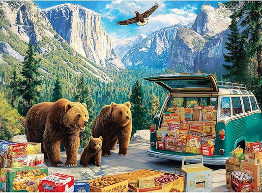 300 Pieces Puzzle for Adults, Wild Bear Family Puzzles for Adults 300 Pieces, Mountain and Forest Scenery Jigsaw Puzzles 300 Piece, Family Challenging Puzzle Game Great Gift Idea 20.5 * 15 in