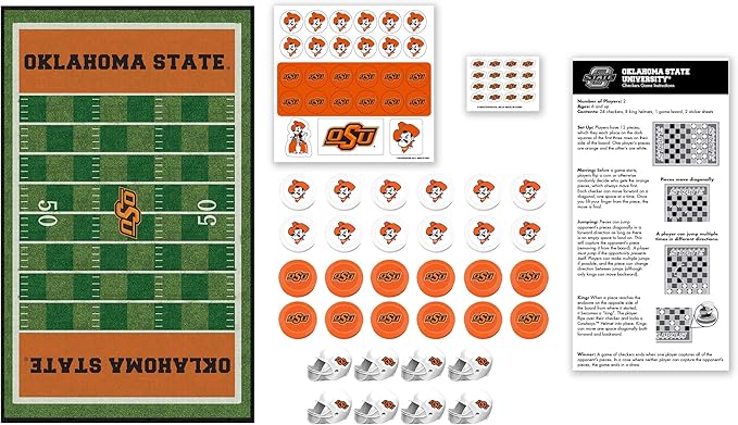 MasterPieces NCAA Oklahoma State Cowboys, Checkers Board Game, For Ages 6+