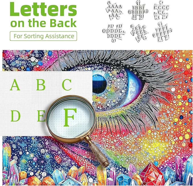 Blueforest 500 Piece Jigsaw Puzzle for Adults - Abstract Rainbow Eye & Crystal Design | Challenging Art Puzzle for Relaxation & Creativity （20x20 Inches）