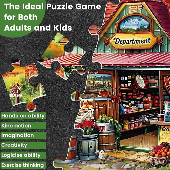 300 Piece Jigsaw Puzzle for Adults Large Piece Shop Puzzle Recycled Cardboard Paper Puzzles Coolest Difficult Puzzles for Kids Adults Elderly Perfect for Family Games 20.5 * 15IN