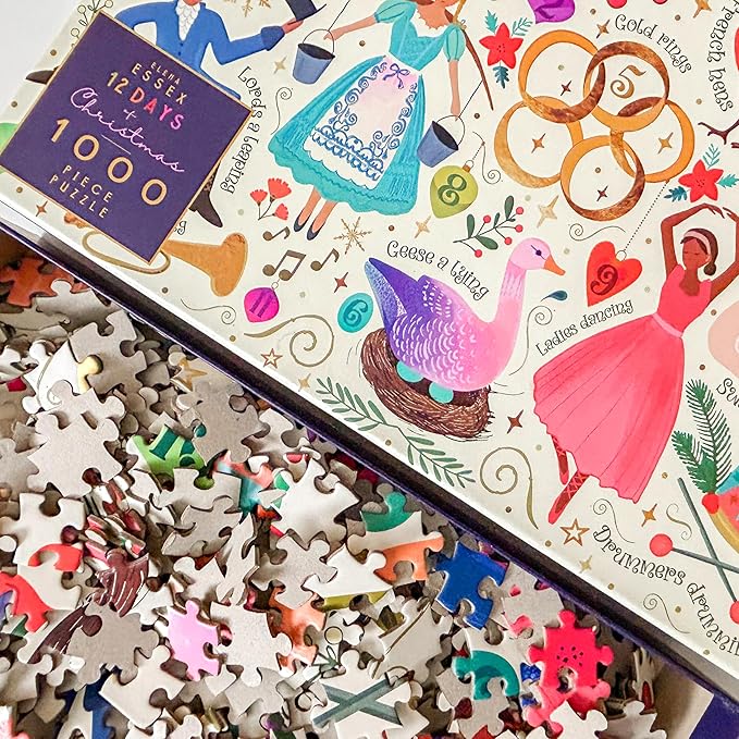 Christmas Puzzle - 12 Days of Christmas | Christmas Puzzles 1000 Pieces | Puzzles for Adults 1000 Pieces | Jigsaws Size 28 x 20 inches | Elena Essex Puzzles