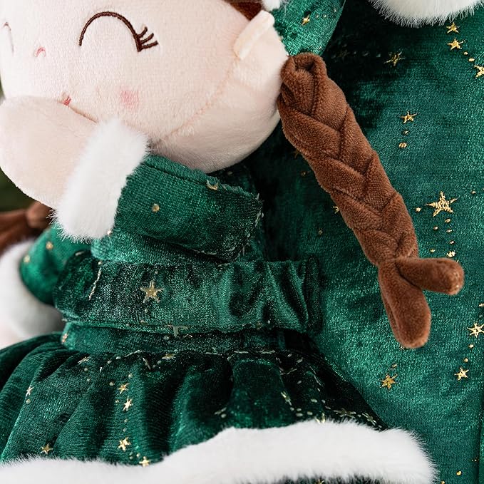 Gloveleya Plush Backpack Toddler Backpack Removable Doll and Backpack Baby Girl Gifts for 2 to 8 Years Girl Birthday Gifts with Green Doll 11”