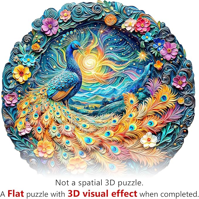 Wooden Puzzles for Adults - Unique Animal Shaped Peacock Puzzle, 3D Vision Wooden Jigsaw Puzzle, Christmas Birthday Gifts for Friends/Family, Home Decor 8.5 * 8.5in 100pcs