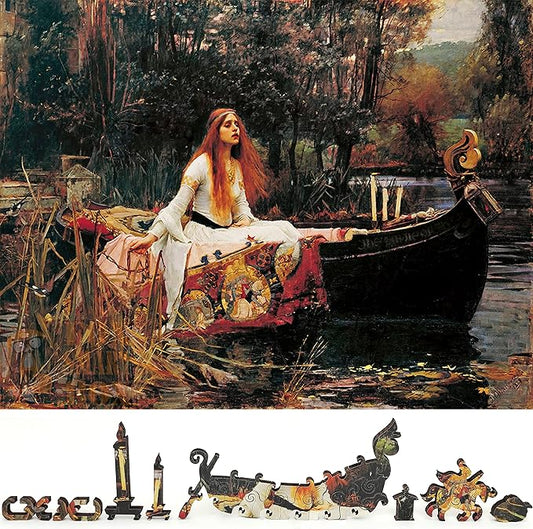 Wooden Jigsaw Puzzle for Adults - Uniquely Shaped Pieces - Made in The USA by FoxSmartBox - 270 Pieces - The Lady of Shalott
