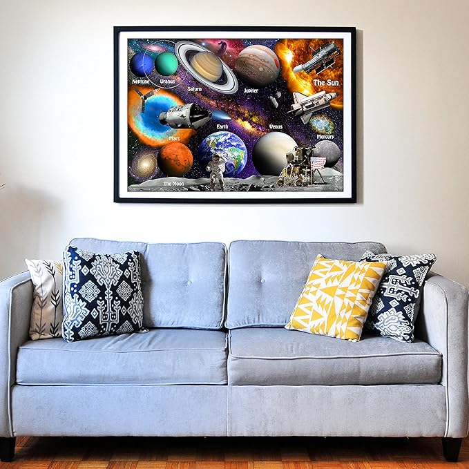 Think2Master Solar System & Space Exploration 250 Pieces Jigsaw Puzzle Fun Educational Toy for Kids 6-8 8-10 10-12, School & Families. Great Gift for Boys & Girls Ages 8+ for Learning. 14.2” X 19.3”