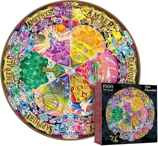 Antelope - 1000 Piece Mandala Puzzle for Adults, Gem Mandala Jigsaw Puzzles 1000 Pieces,1000 Piece Round Puzzles, Butterfly Puzzles, High Resolution, Matte Finish, Smooth Edging, No Dust