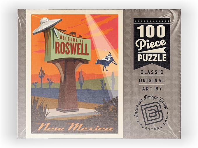 MyPuzzle Roswell, New Mexico, Vintage Poster - Premium 100 Piece Jigsaw Puzzle for Adults